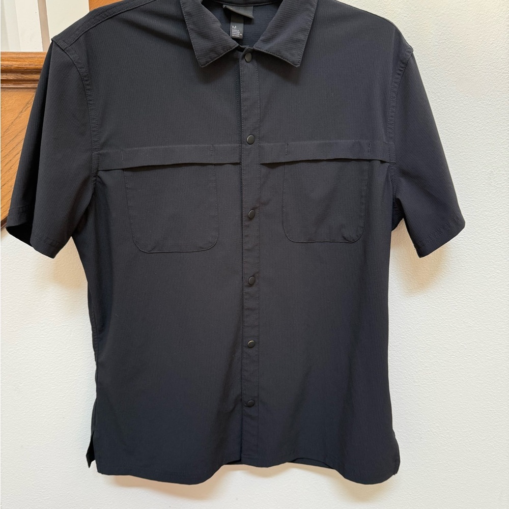 Zella Men's Black Ripstop snap front Button Down Shirt